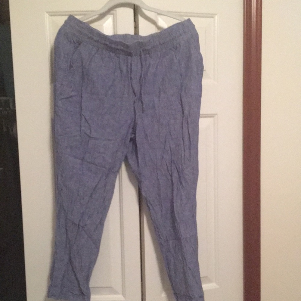 Blue elastic waist pant M